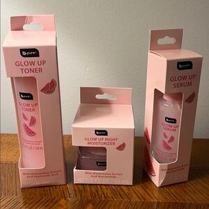 Glow Up Toner , Serum and Night Moisturizer Set -New